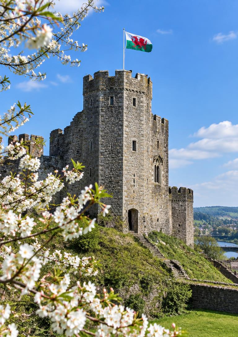 Stone castle under a blue sky