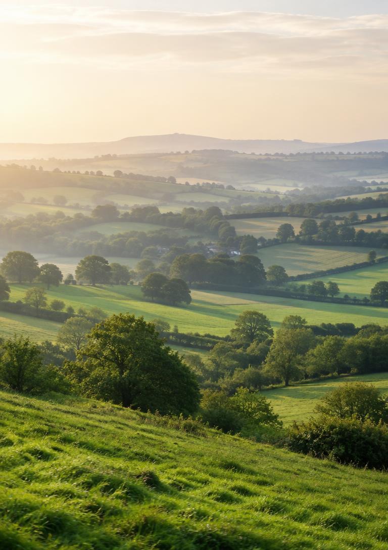Rolling green countryside
